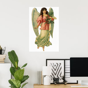 Vintage Christmas, Antique Victorian Angel Poster