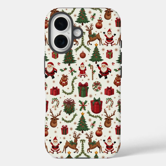 Vintage Christmas Apple iPhone 16 Case (Back)