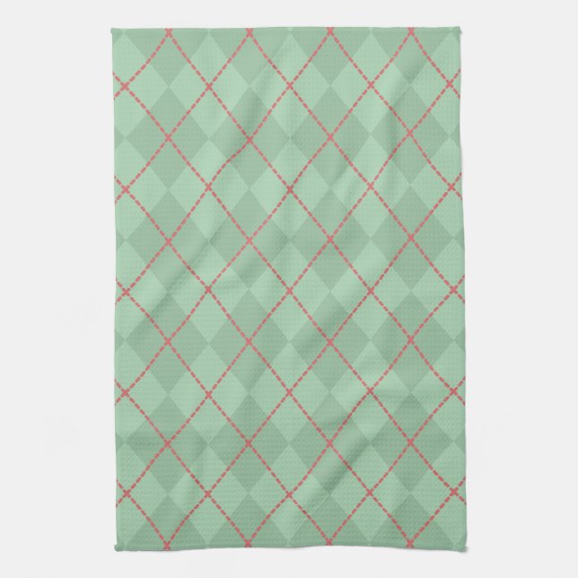 Vintage Christmas Argyle Kitchen Towel Gift (Vertical)