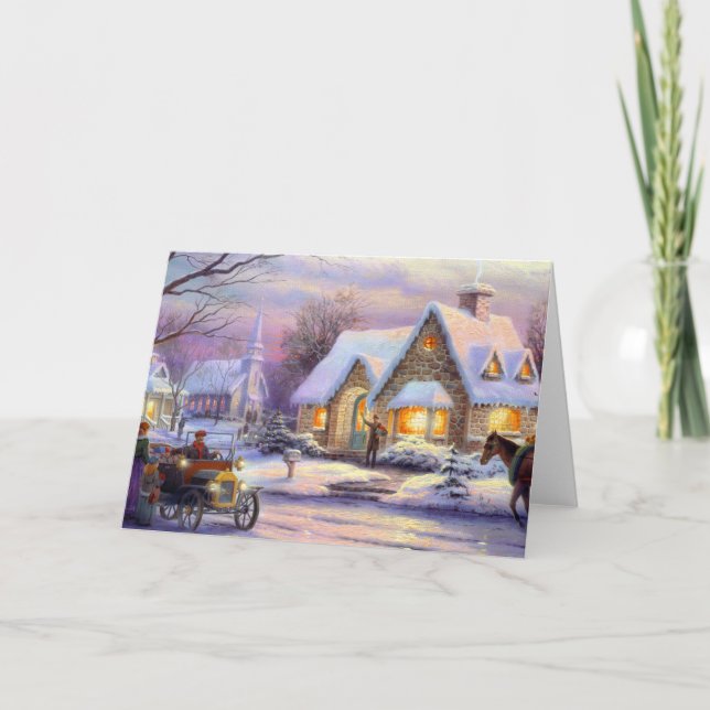 Vintage Christmas Arrival Holiday Card (Front)