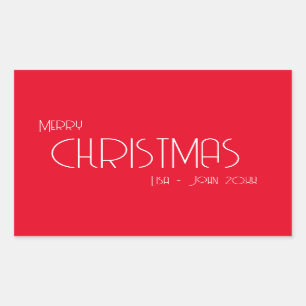 Vintage Christmas, Art Deco Text Rectangular Sticker