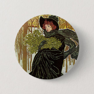 Vintage Christmas Art Nouveau Scribners Cover 1895 6 Cm Round Badge