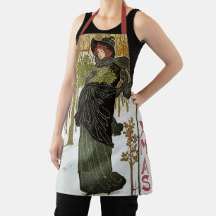 Vintage Christmas Art Nouveau Scribners Cover 1895 Apron