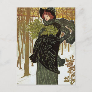 Vintage Christmas Art Nouveau Scribners Cover 1895 Holiday Postcard