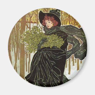 Vintage Christmas Art Nouveau Scribners Cover 1895 Magnet