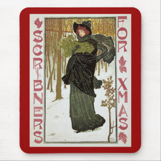Vintage Christmas Art Nouveau Scribners Cover 1895 Mouse Mat