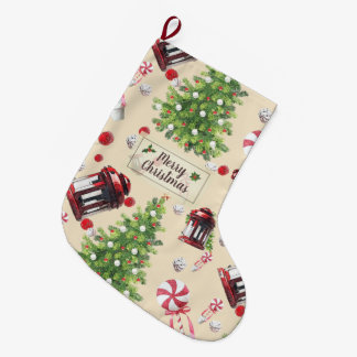 Vintage Christmas Art Pattern Large Christmas Stocking