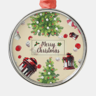 Vintage Christmas Art Pattern Metal Tree Decoration