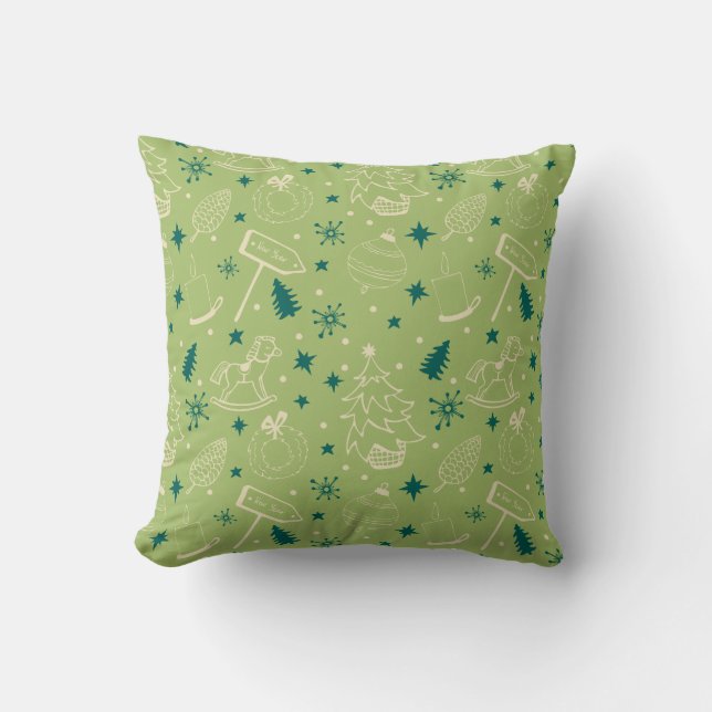 Vintage Christmas Art Pattern One Little Christmas Cushion (Front)