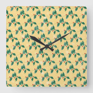 Vintage Christmas Art Square Wall Clock