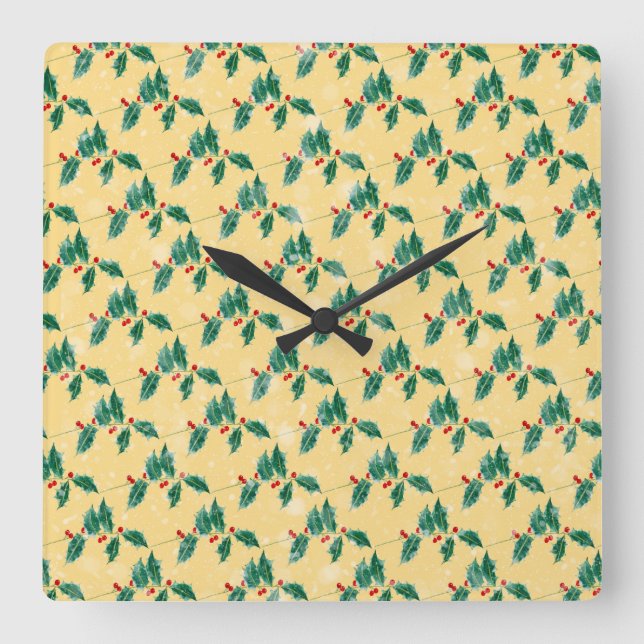 Vintage Christmas Art Square Wall Clock (Front)