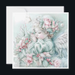 Vintage Christmas Baby Angel Pastel Holiday Card<br><div class="desc">Elegant vintage Christmas greeting card with a pastel teal,  pink,  and blue baby angel. Personalised on the back with your message and name. Contact me for assistance with your customisation or to request additional matching or coordinating Zazzle products.</div>