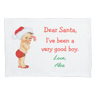 Vintage Christmas Baby Boy Red Diaper Pillowcase