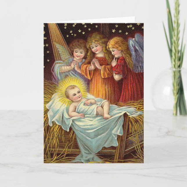 Vintage christmas baby jesus holiday card (Front)