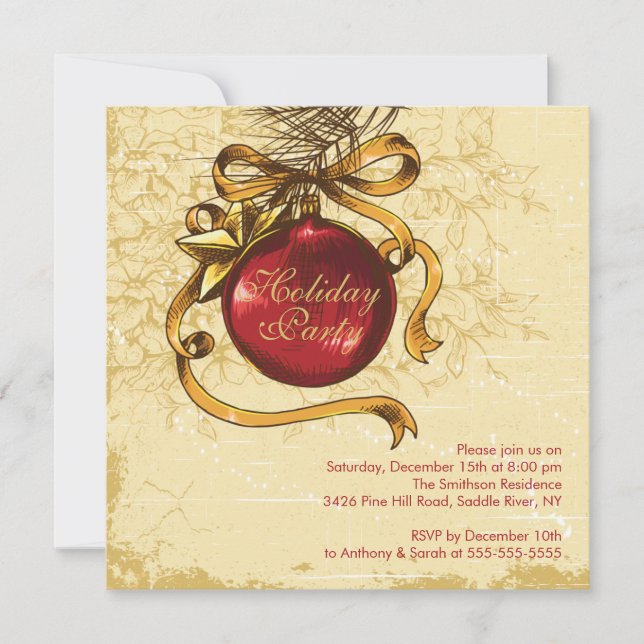 Vintage Christmas Ball Holiday Christmas Party Invitation (Front)