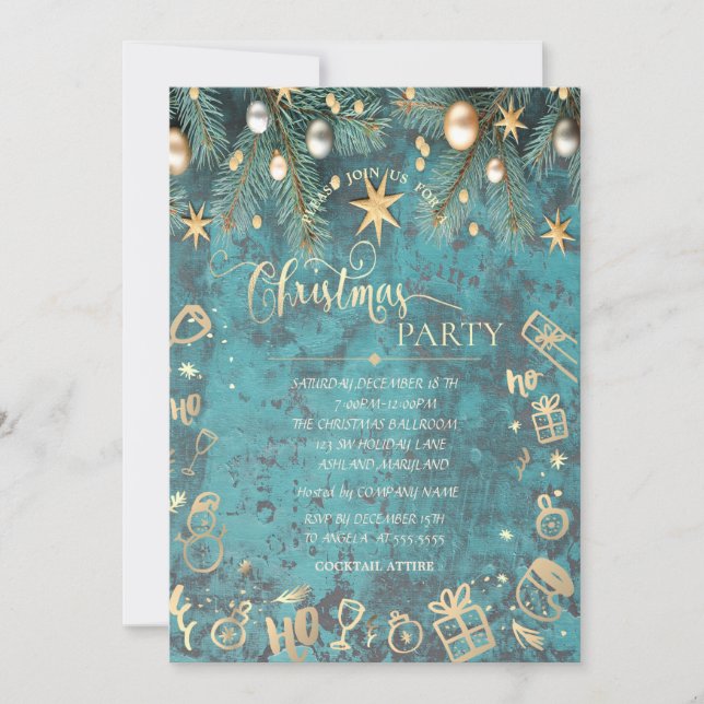 Vintage Christmas Balls,Stars Company Invitation (Front)