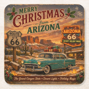 Vintage Christmas Barware Collection Square Paper Coaster
