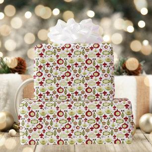 Vintage Christmas Baubles Pattern Wrapping Paper