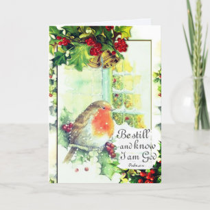 Vintage Christmas "Be Still and Know" Bible Verse Holiday Card