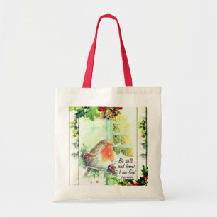 Vintage Christmas  "Be Still and Know" Bible Verse Tote Bag