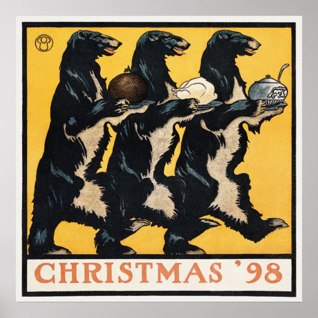 Vintage Christmas bear Poster (Front)