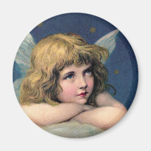 Vintage Christmas, Beautiful Angel with Gold Stars Magnet