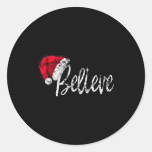 Vintage Christmas - Believe In Santa Clause Tee  Classic Round Sticker