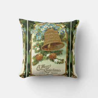 Vintage Christmas Bell and Pinecones Cushion