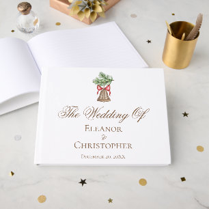 Vintage Christmas Bell Custom Holiday Wedding Guest Book