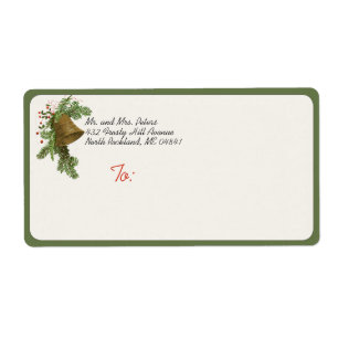 Vintage Christmas Bell (Evergreen) Holiday Label