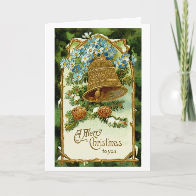 Vintage Christmas Bell Holiday Card (Front)