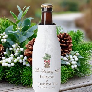 Vintage Christmas Bell Minimalist Holiday Wedding Bottle Cooler