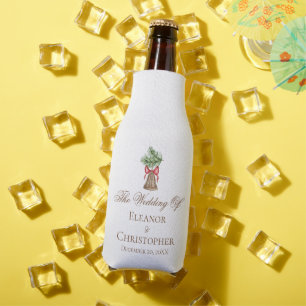 Vintage Christmas Bell Minimalist Holiday Wedding Bottle Cooler