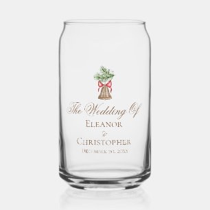 Vintage Christmas Bell Minimalist Holiday Wedding Can Glass