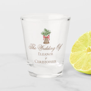 Vintage Christmas Bell Minimalist Holiday Wedding Shot Glass