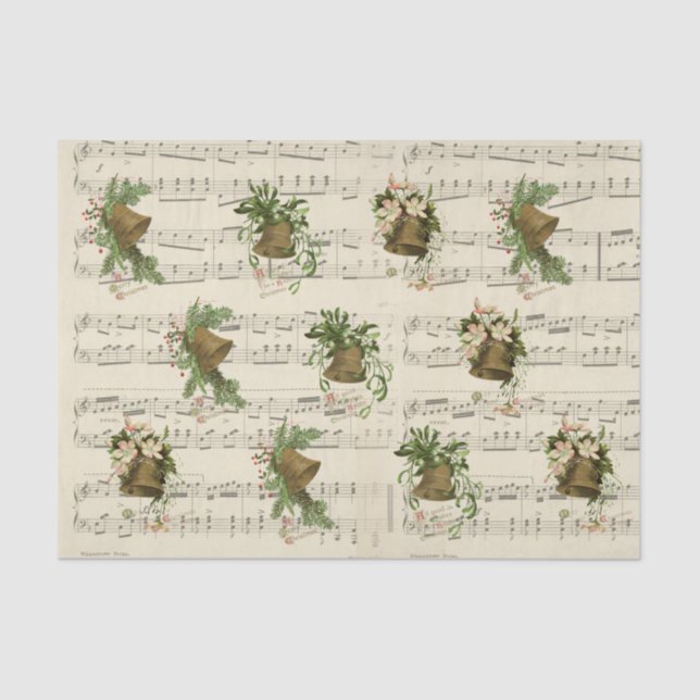 Vintage Christmas Bell Music Tissue Paper (Front)