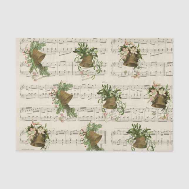 Vintage Christmas Bell Music Tissue Paper (Front)