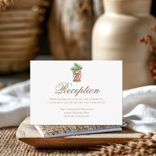 Vintage Christmas Bell Simple Wedding Reception Enclosure Card