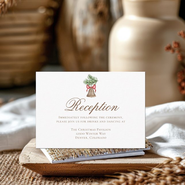 Vintage Christmas Bell Simple Wedding Reception Enclosure Card (Creator Uploaded)