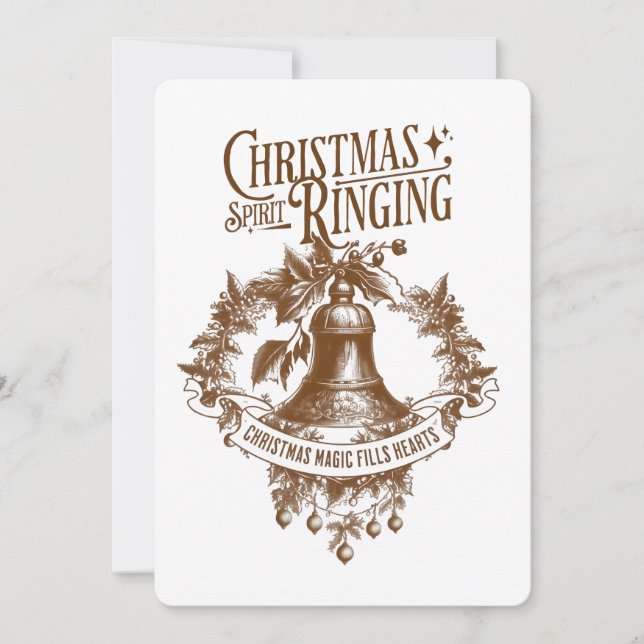 Vintage Christmas Bell Spirit Ringing Holiday Card (Front)