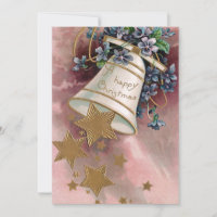 Vintage Christmas Bell, Stars & Forget-Me-Nots