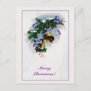 Vintage Christmas bells and decoration Holiday Postcard