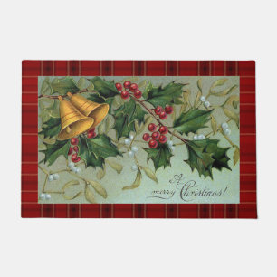 Vintage Christmas Bells and Holly Doormat