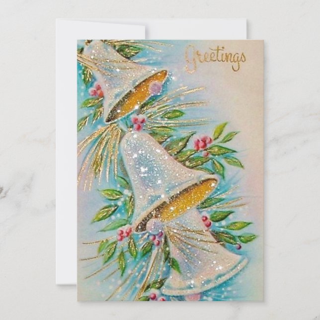 Vintage Christmas Bells Holiday Card (Front)