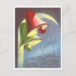 Vintage Christmas Bells Holiday Postcard