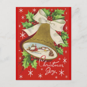Vintage Christmas Bells Holiday Postcard