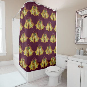 Vintage Christmas Bells Shower Curtain 