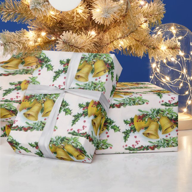 Vintage Christmas bells tiled Wrapping Paper (Holidays)