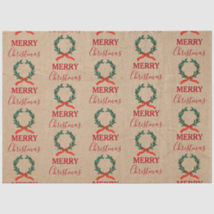 Vintage Christmas Berry Wreath Holiday Kraft Tissue Paper
