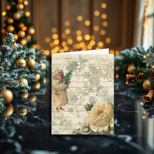 Vintage Christmas Bicycle Dreaming Greeting Holiday Card
